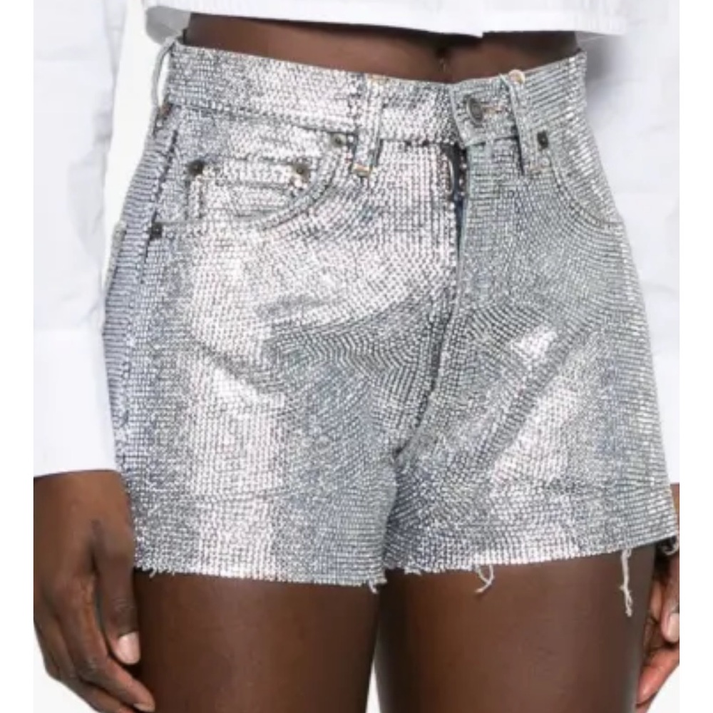 NWT/SOLD OUT Maison Martin Margiela Rhinestone-Embellished Denim Women Shorts! - Picture 6 of 7